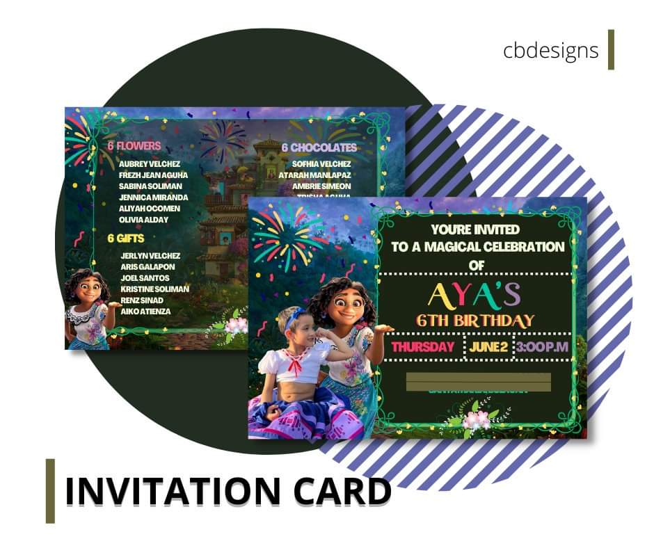 cbdesigns_co's tweet photo. Thank you for trusting CB Designs! 🫶🏻✨

A graceful "Encanto" themed invitation layout!✨ 

#graphicdesign #invitationdesign #InvitationLayout #graphicdesigner #design #logodesigner #onlinebusiness #layoutdesign #layout https://t.co/aaTFZH0Dct