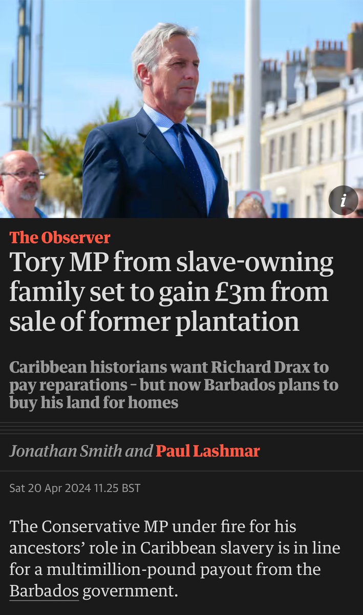 The Drax family were some of the earliest architects of African chattel slavery. Now they’re making another ‘killing’ on land that is a crime scene. Many of the wealthiest UK families & financial institutions made fortunes this way. Now they want us to forget how they did it.