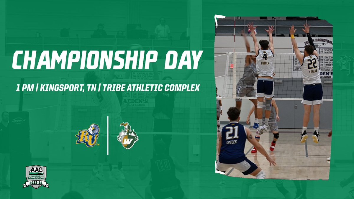 🏐THE FINALE🏐

It's time to crown our #AACMVB champion

@RU_Eagles 🆚 @WebberAthletics - 1 pm

📍 Kingsport, TN
🏟️ Tribe Athletic Complex
📹 bit.ly/AACWatch
📈 bit.ly/49BAGao
🎟️ bit.ly/AAC-Tix

#NAIAMVB