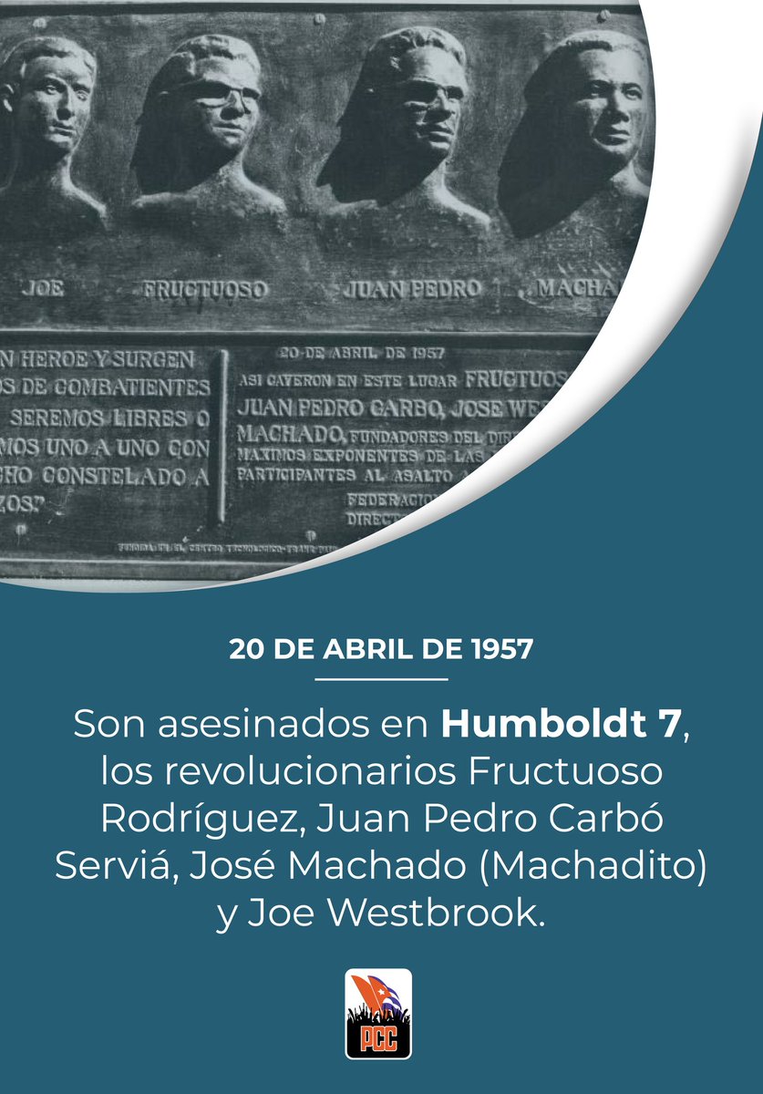 #CubaViveEnSuHistoria y hoy todo el honor y la gloria para los revolucionarios asesinados en Humboldt 7, #TenemosMemoria. #IzquierdaPinera #PorUn26EnEl24 #UnidosXCuba #GenteQueSuma #SentirPinero #DeZurdaTeam