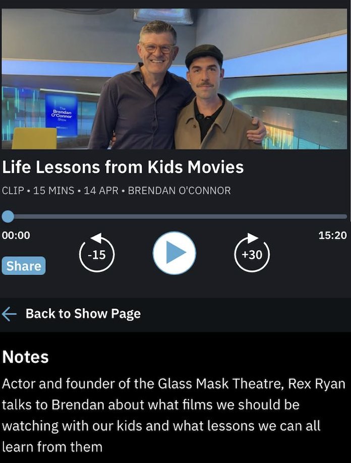 Listen back to our Artistic Director Rex Ryan on the Brendan O'Connor show at the link below! rte.ie/radio/radio1/c… #GlassMaskTheatre
