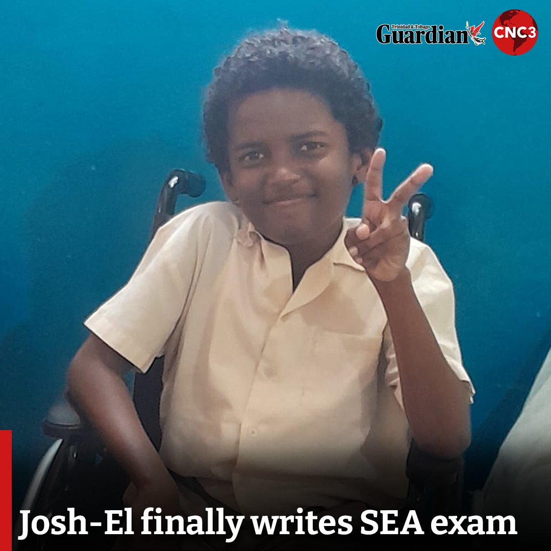 Still unable to walk following an accident in February that almost claimed his life, 12-year-old Josh-El Cumberbatch showed sheer grit when he sat the Secondary Entrance Assessment (SEA) make-up exam on Thursday. For more: guardian.co.tt/news/joshel-fi…