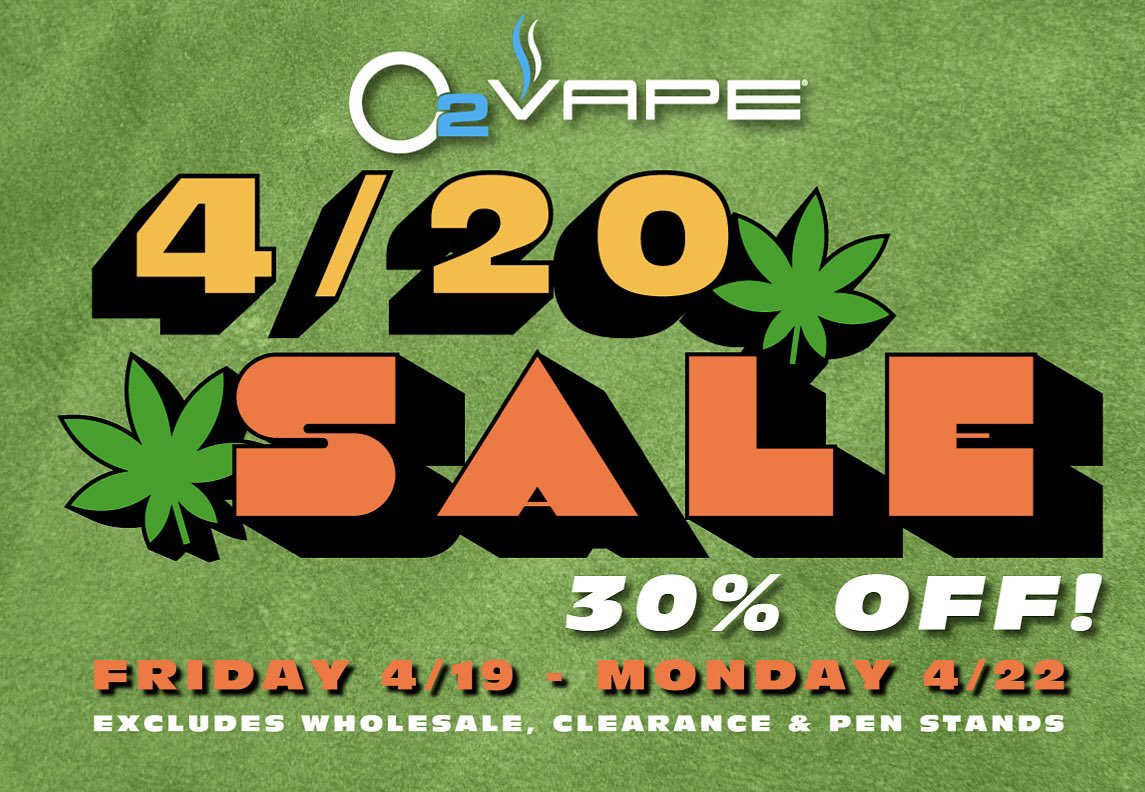 This 4/20, we’re rolling out some of our biggest discounts ever! Explore our variety of vape pens, cartridges and accessories. 

We’re just better 💪 
O2vape.com 

#fourtwenty #fourtwenty420 #stoners #vapecommunity #fourtwentysale #420sale #happy420