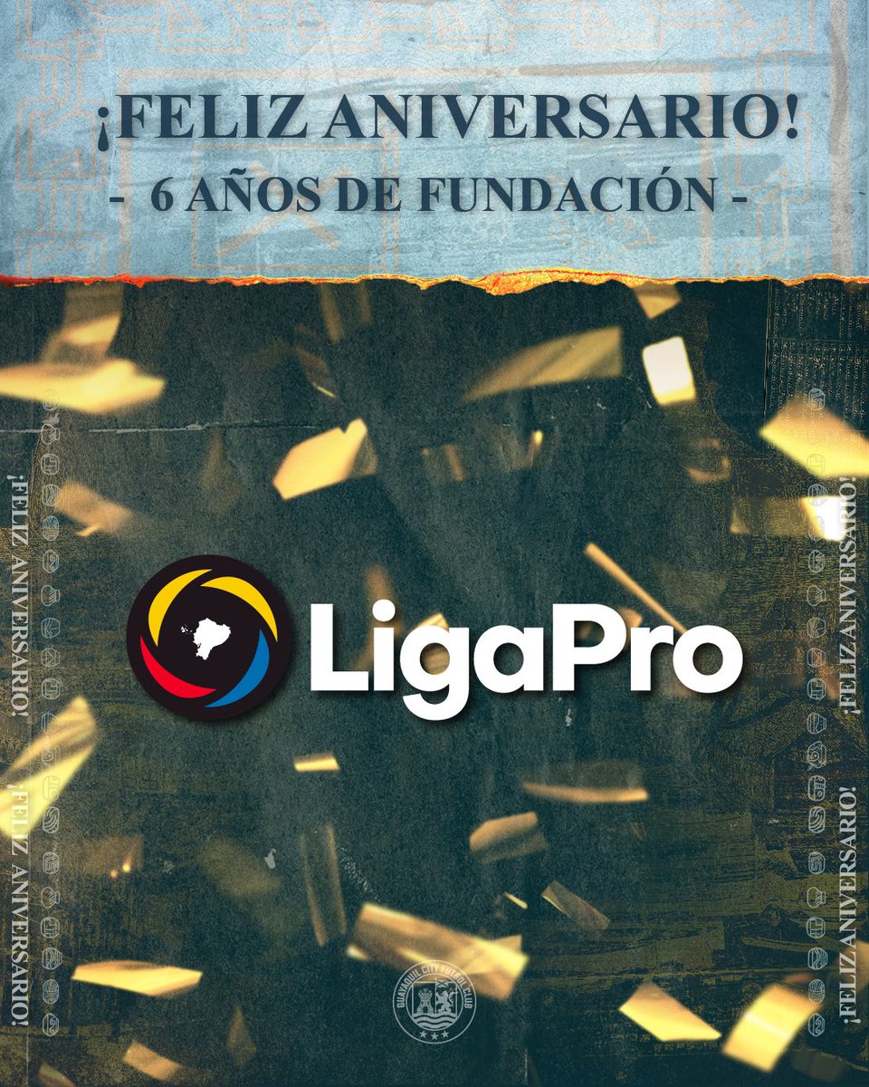 🤝🏻 Felicitamos a todos los que conforman la @LigaProEC por sus 6️⃣ años de vida institucional 🇪🇨⚽️. 🙌🏼 Sigamos trabajando en conjunto, por el desarrollo del fútbol ecuatoriano. #VamosCity #ElEquipoDeLaCiudad #Ecuabet #LigaProEcuabet