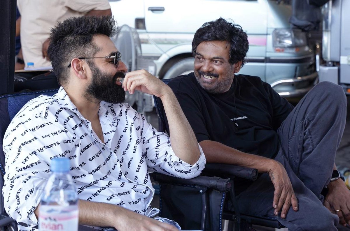 Dashing Director #PuriJaganandh and Ustaad @RamSayz from the sets of #DoubleISMART 🔥