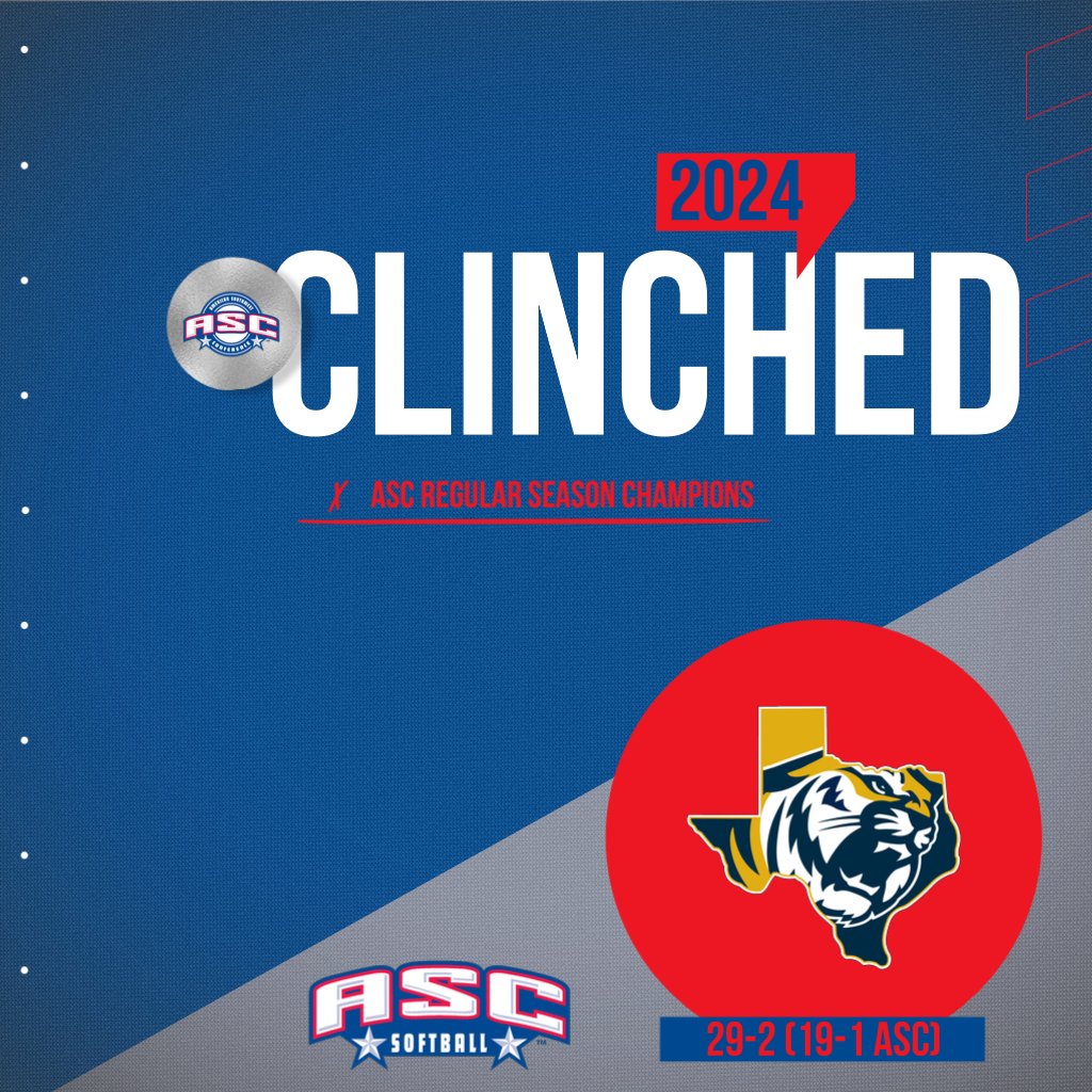 SB | @GoETBUTigers picked up two more wins on Friday and earned the 2024 ASC Softball Regular Season Title! Tournament returns to Marshall beginning May 9! #ASCchamps #ASCsb #d3sb