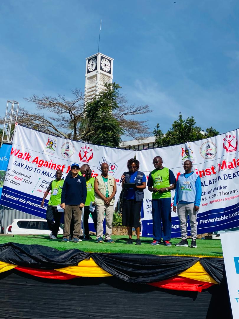 Today, @UNICEFUganda joined the @Parliament_Ug forum on #malaria prevention for a walk to sensitize the community about the dangers of malaria ahead of #WorldMalariaDay. @Thomas_Tayebwa, flanked by  @JaneRuth_Aceng and partners participated in the initiative to #EndMalaria.