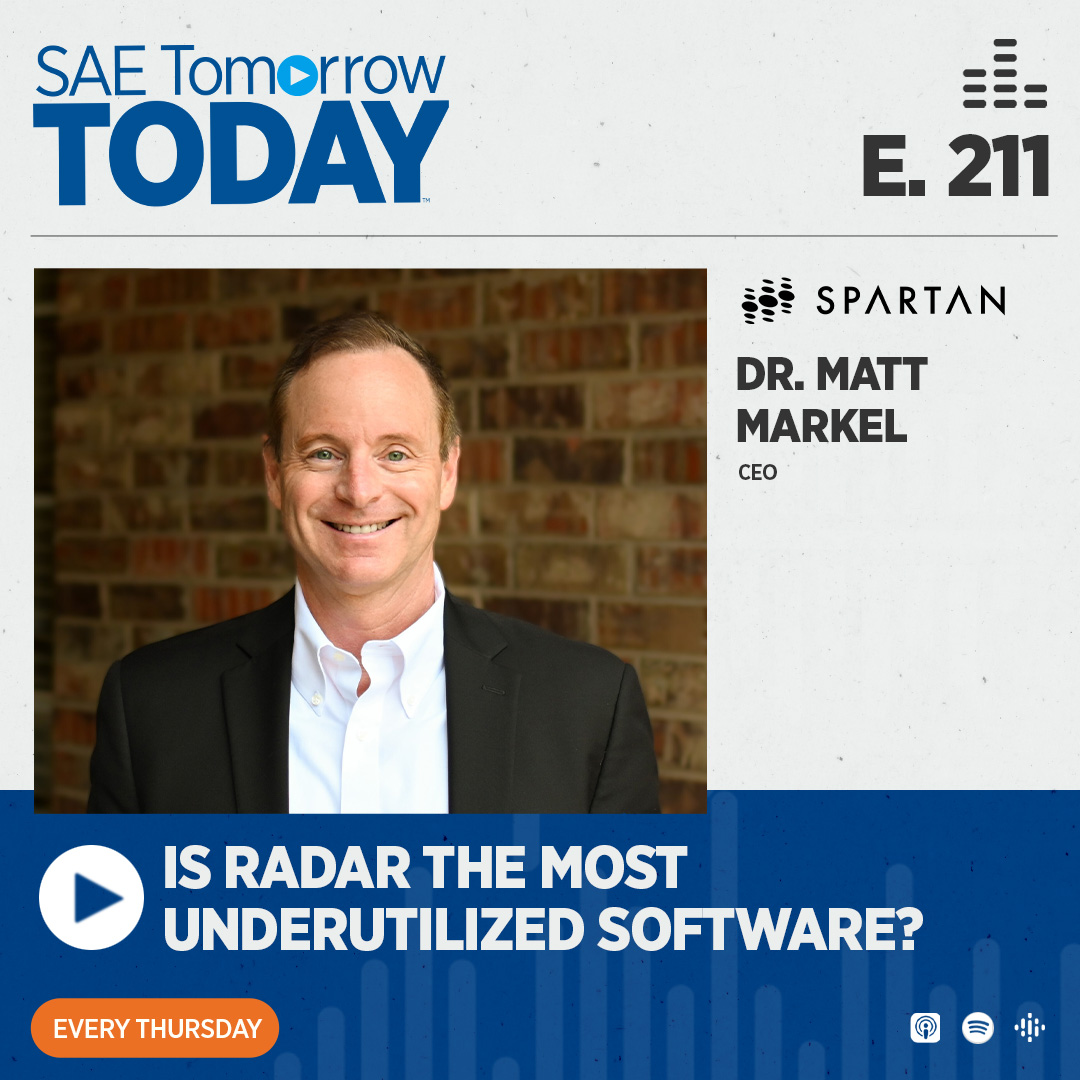 Is #radar the most underutilized software? Hear from Matt Markel, CEO of @SpartanRadar, on how #radar can unlock the full power of mobility sensing. #SAETomorrowToday #SaturdayRewind sae.to/3vxFqQr