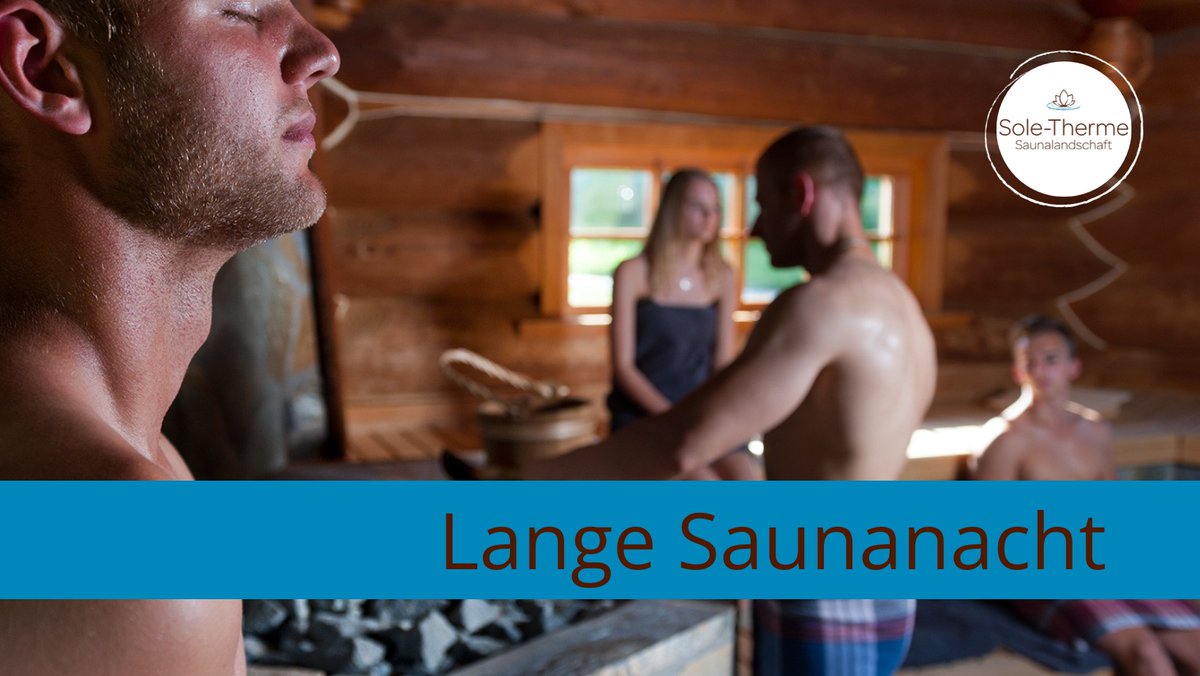 Moin. 
Lange Saunanacht am Samstag, 04. Mai!
An diesem Samstag ist die Saunalandschaft bis 1 Uhr geöffnet und zwischen 22 Uhr und 23 Uhr besteht die Möglichkeit des FKK-Schwimmens in der Badelandschaft der Sole-Therme Otterndorf.
sole-therme-otterndorf.de