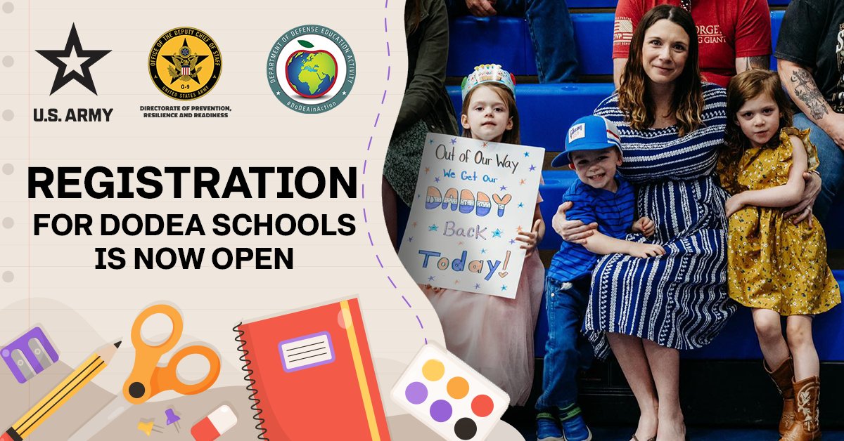 Exciting news! Registration for DoDEA schools is now open, offering free universal pre-kindergarten for eligible 4-year-olds for the upcoming school year 🍎📚. Don’t miss this amazing opportunity! Find more info here: dodea.edu/education/univ… #DoDEA