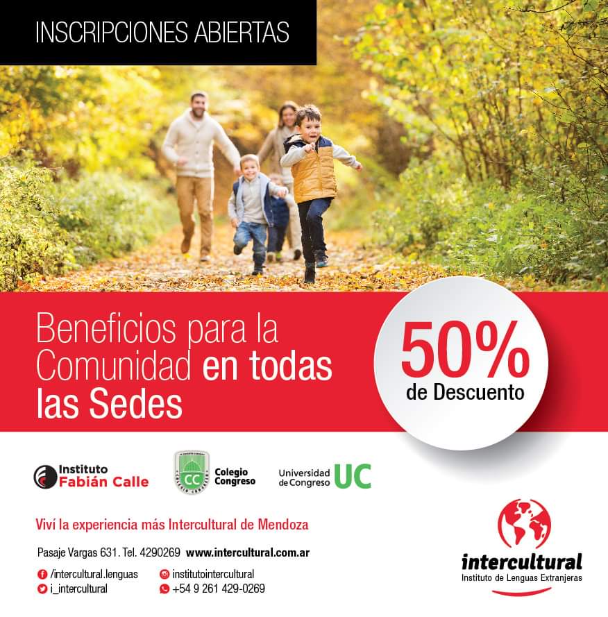 i_intercultural's tweet photo. 💭 Idiomas 50% de Descuento

Modalidad Presencial y virtual
🗣 Desde el 8 de abril al 18 de julio ✅

📍 Consultá en nuestra WEB por días y horarios
disponibles
👉 Informes: 📲 02614290269
✉️ info@intercultural.com.ar

Viví la Experiencia más Intercultural de Mendoza https://t.co/DnknvAQmGI
