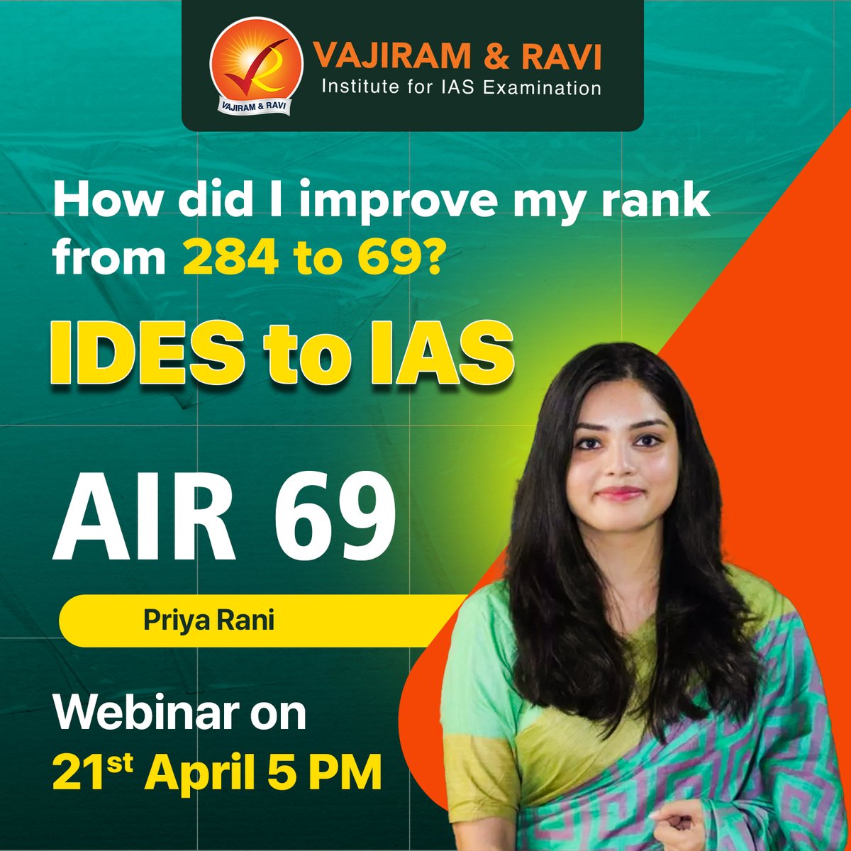 Join us on April 21, 2024, as our Mentorship Programme Director, Sajal Singh Sir (Mentor of 400+ Rankers), engages in a candid conversation with Priya Rani, AIR 69. Register Now:bit.ly/topper-webinar