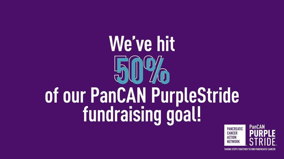 It’s a Saturday Double Whammy! We’re ONE WEEK away from #PurpleStride New Jersey AND we’ve hit the 50 percent mark in fundraising! Create your team for FREE and bring your purple passion to Parsippany on Saturday, April 27th! Purplestride.org/NJ