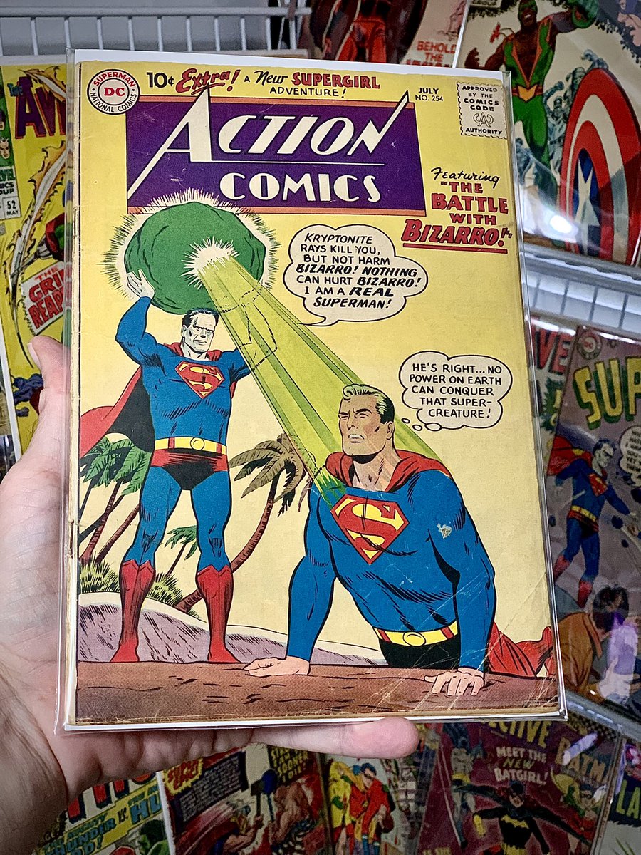 SUPERMAN SATURDAY This is the 1959 first appearance and origin of Bizarro, the backwards clone of Superman created by Lex Luthor. 💥 This is the first adult Bizarro; while the first overall Bizarro was in Superboy 68 from 1958. 💫