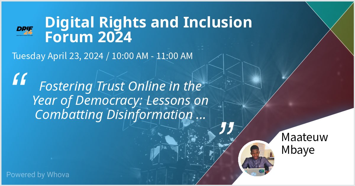 I am speaking at Digital Rights and Inclusion Forum 2024. Please check out my talk if you're attending the event! @paradigmhq #DRIF24 #DRIF - via #Whova event app