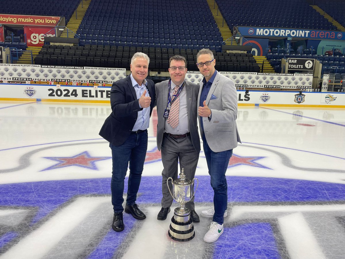 Oh how I have missed their thumbs! The band are back together @MurphOnIce @Padey22 Join us on @PremSportsTV for playoff finals weekend at the @nottinghamarena from 2:45pm with Sheffield against Guildford at 3pm and Cardiff versus Belfast at 7pm.