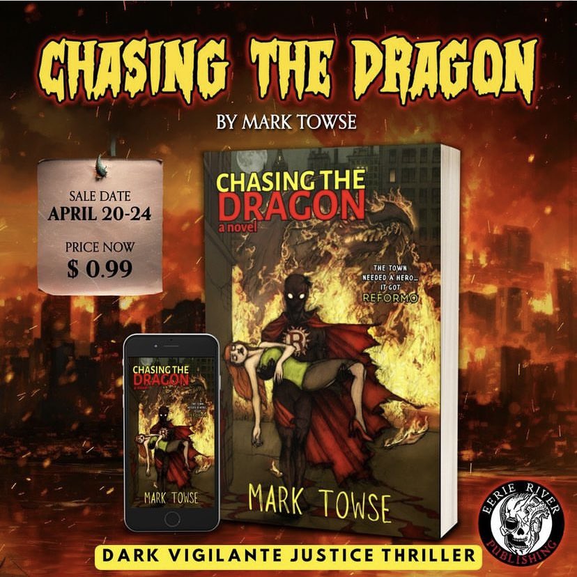 In case you didn’t know :) Pick up my debut novel on Kindle for just 99c.

Chasing The Dragon is about a troubled superhero wannabe just trying to end the chaos. Introducing ‘Reformo’… he means well :)

#kindlebooks #kindle #kindlehorror #kindlebook #horrorcomedy #superhero