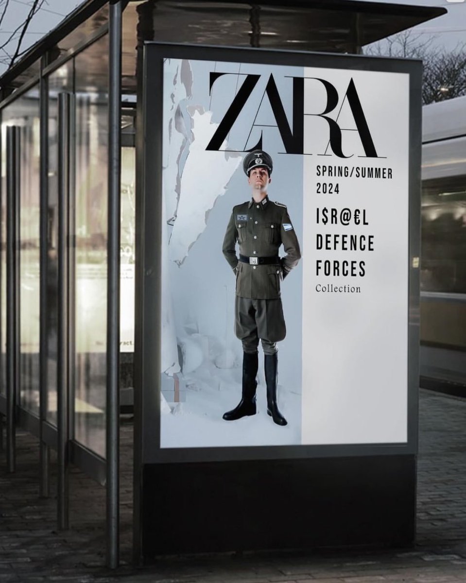 La nueva colección primavera 2024 de @ZARA. Destaca el estilo y los colores fruto del patrocinio de la empresa de moda al régimen colonial israelí. Igor Dobrowolski, artista de Polonia.