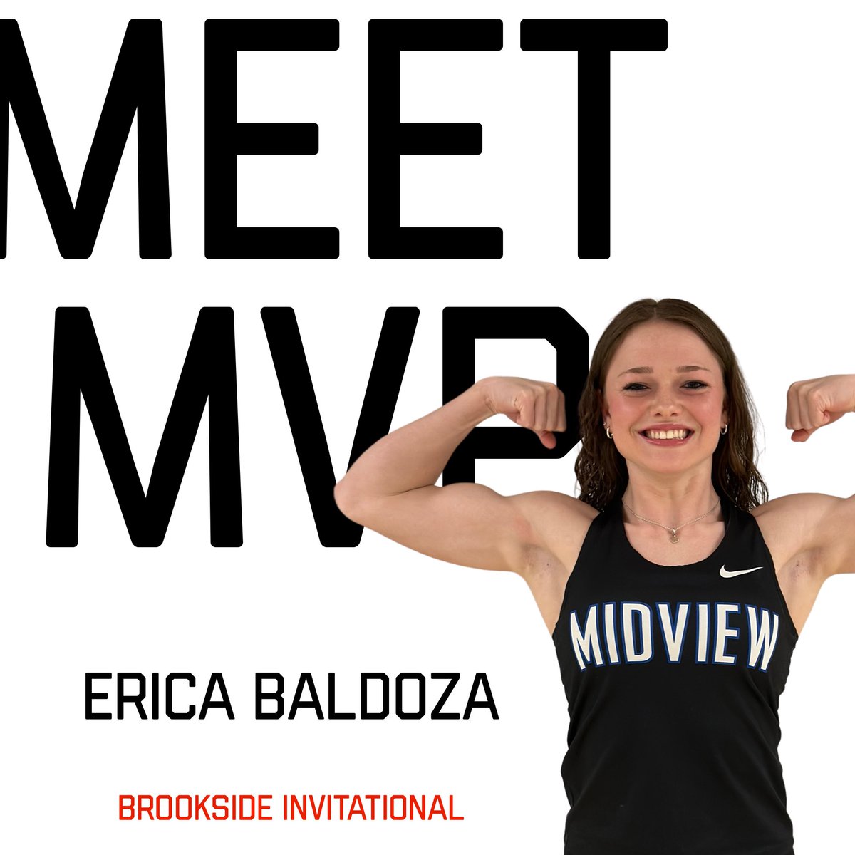 Erica earned the Brookside Invitational Meet MVP with firsts in the 4x100 and 4x200 and a second in the 100 and third in the 200m.