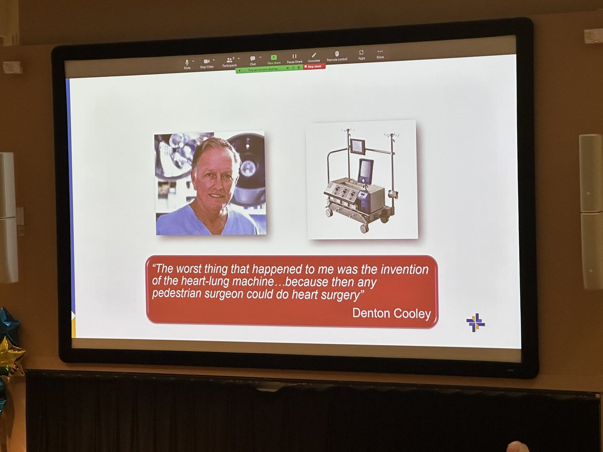 Denton Cooley quote - who says surgeons aren't humble? Mike Mack delivering the DeWeese lecture this morning. Excellent talk from a true innovator.