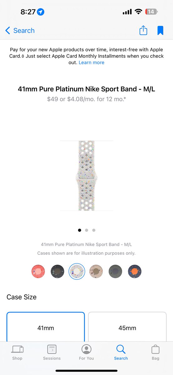 Bellaholic17's tweet photo. @AppleSupport does the 41 mm band work with 45 mm watch? I cracked my 41 mm watch and got a 45 mm watch so I’m wondering if I can use the same band? https://t.co/9joUEvdW6h