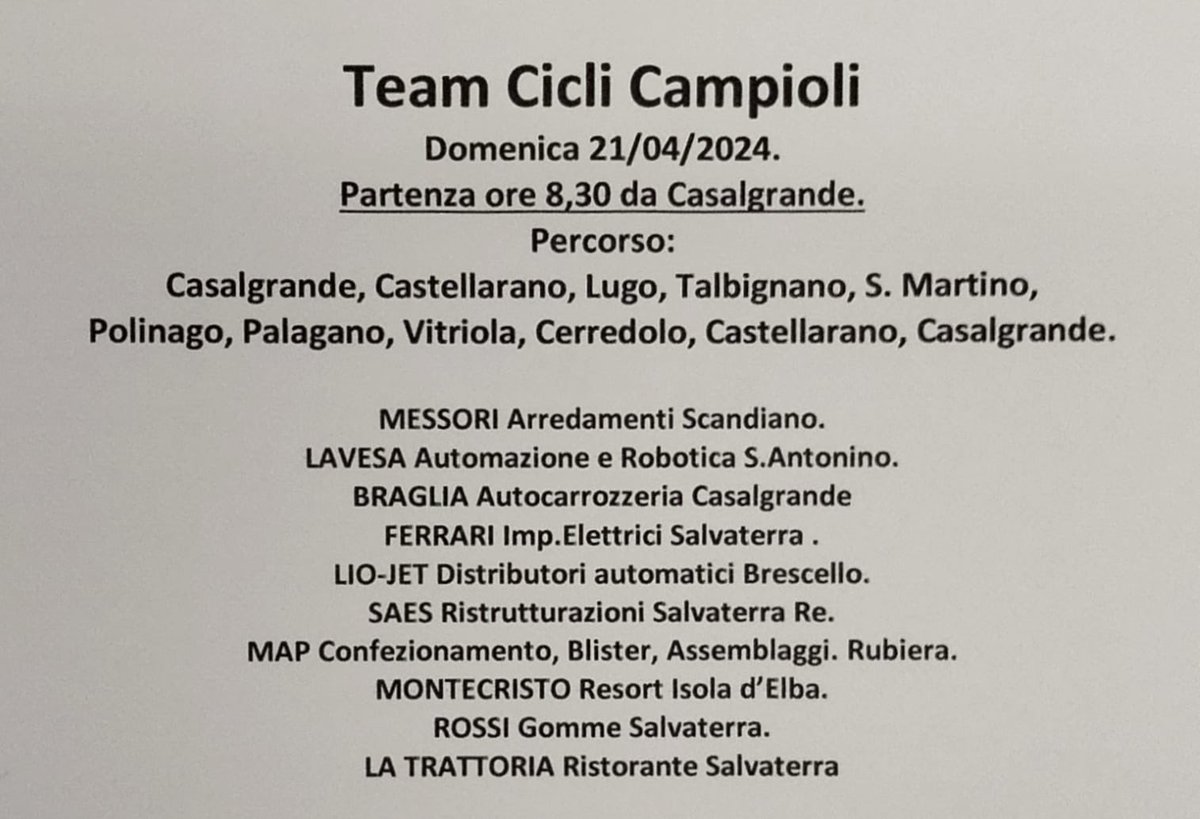 teamCampioli's tweet photo. https://t.co/ZeaxKgaHWq