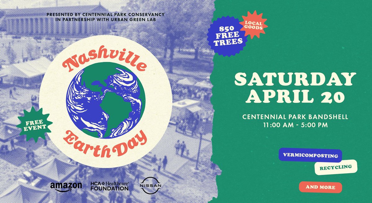 Today is the day! Join us at the Centennial Park bandshell from 11AM - 5PM for the Nashville Earth Day Festival!