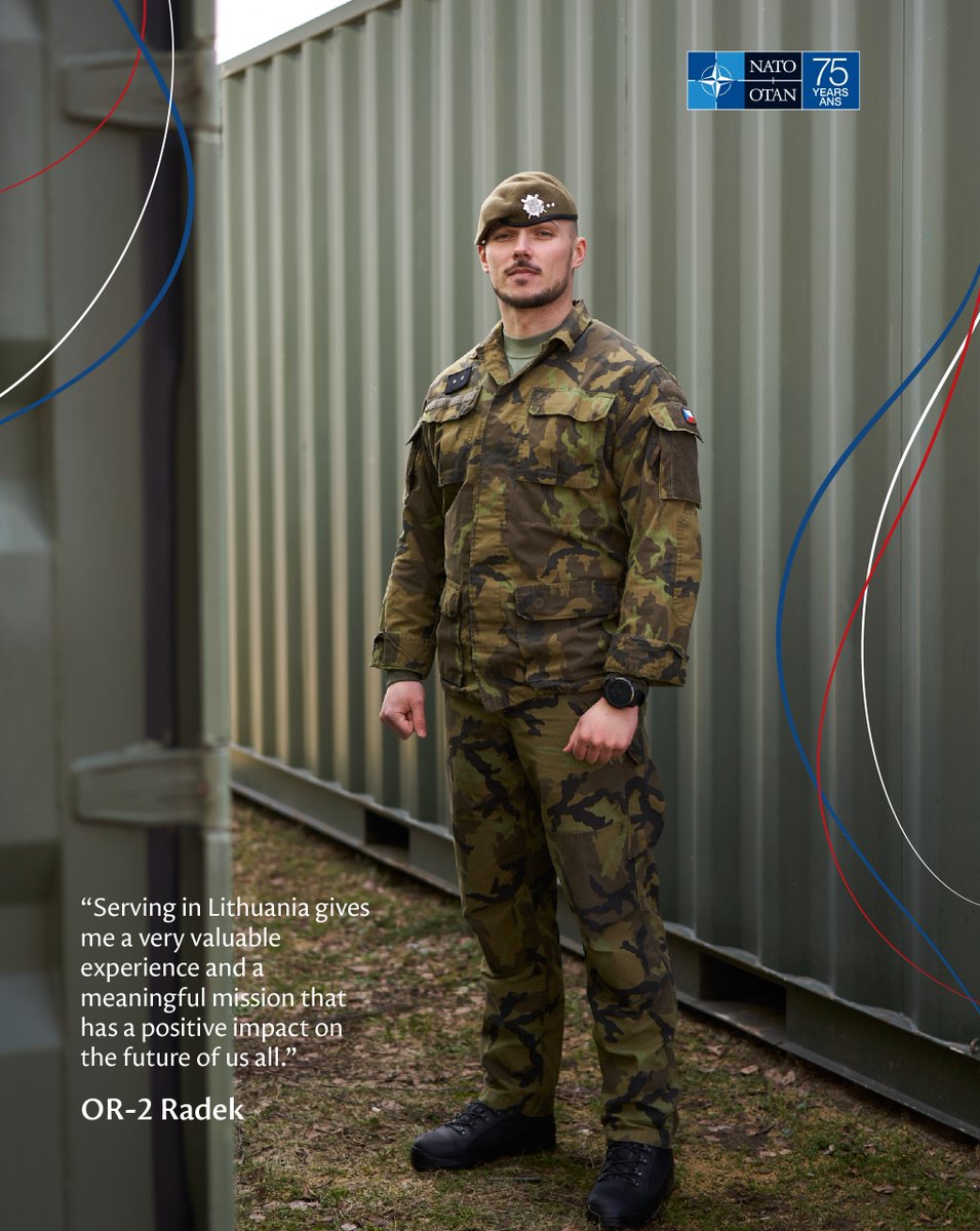 #NATOfaces Photo project for Lithuania's 20th and NATO's 75th anniversary. Twice a week, we showcase portraits & reflections of NATO soldiers in our country. 🇨🇿 Meet Radek from @efp_lithuania. We asked him what securing NATO's eastern flank means to him. 📸Agnė Bekeraitytė.