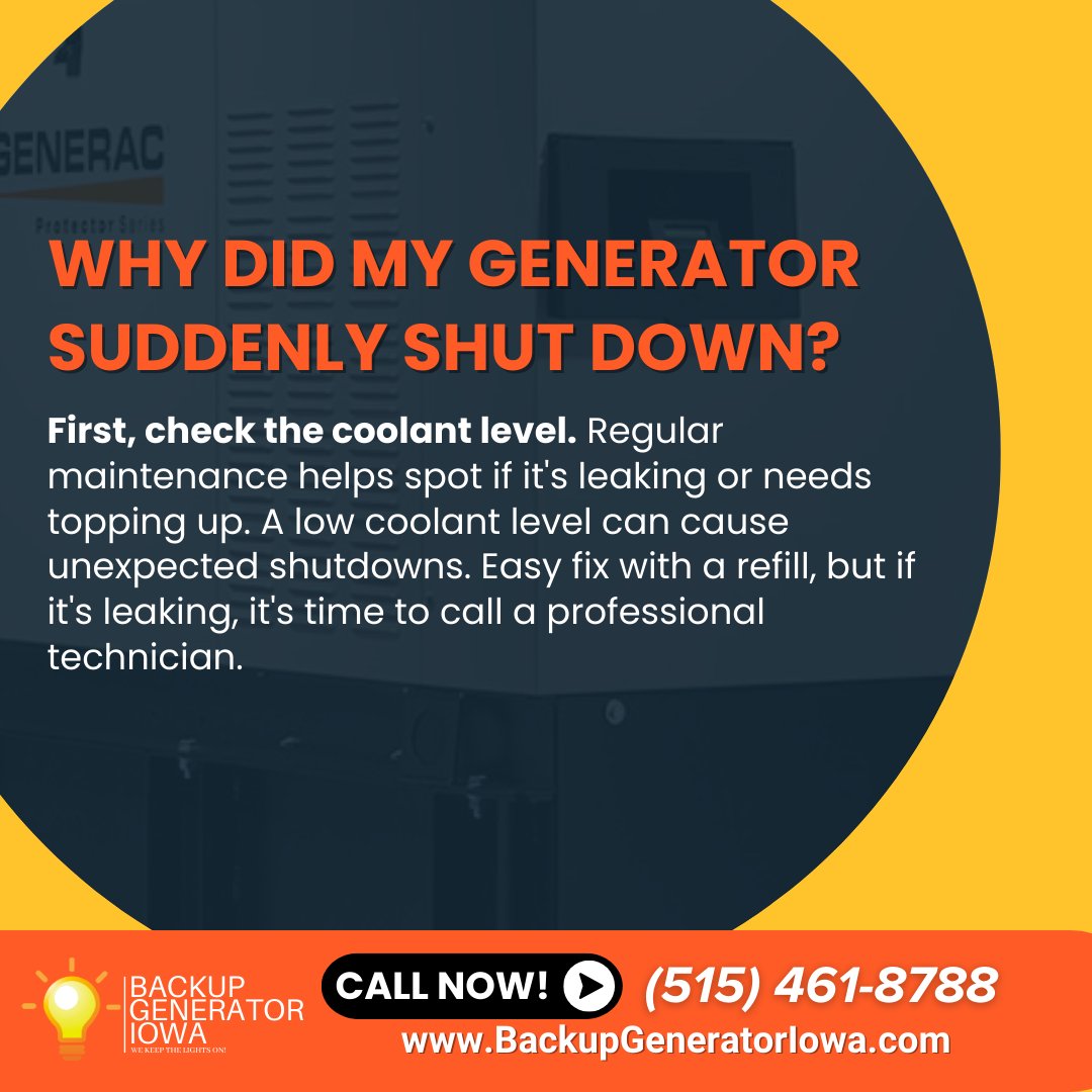 Stay powered with Backup Generator Iowa! Regular maintenance ensures safety & saves money. Expert generator services in Des Moines, IA. Call (515) 461-8788 for peace of mind. Your safety is our concern! #StayPowered #SafetyFirst #ReliableEnergy