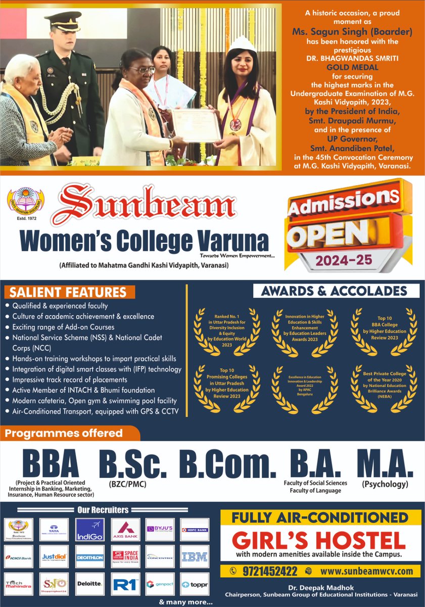 Hurry up ...
.
.
Admission open  in Sunbeam Women's college varuna Varanasi...
.
.
.
#admissionopen #varanasi__kashi_banaras #bestcolleges #womenscollege #greatambience