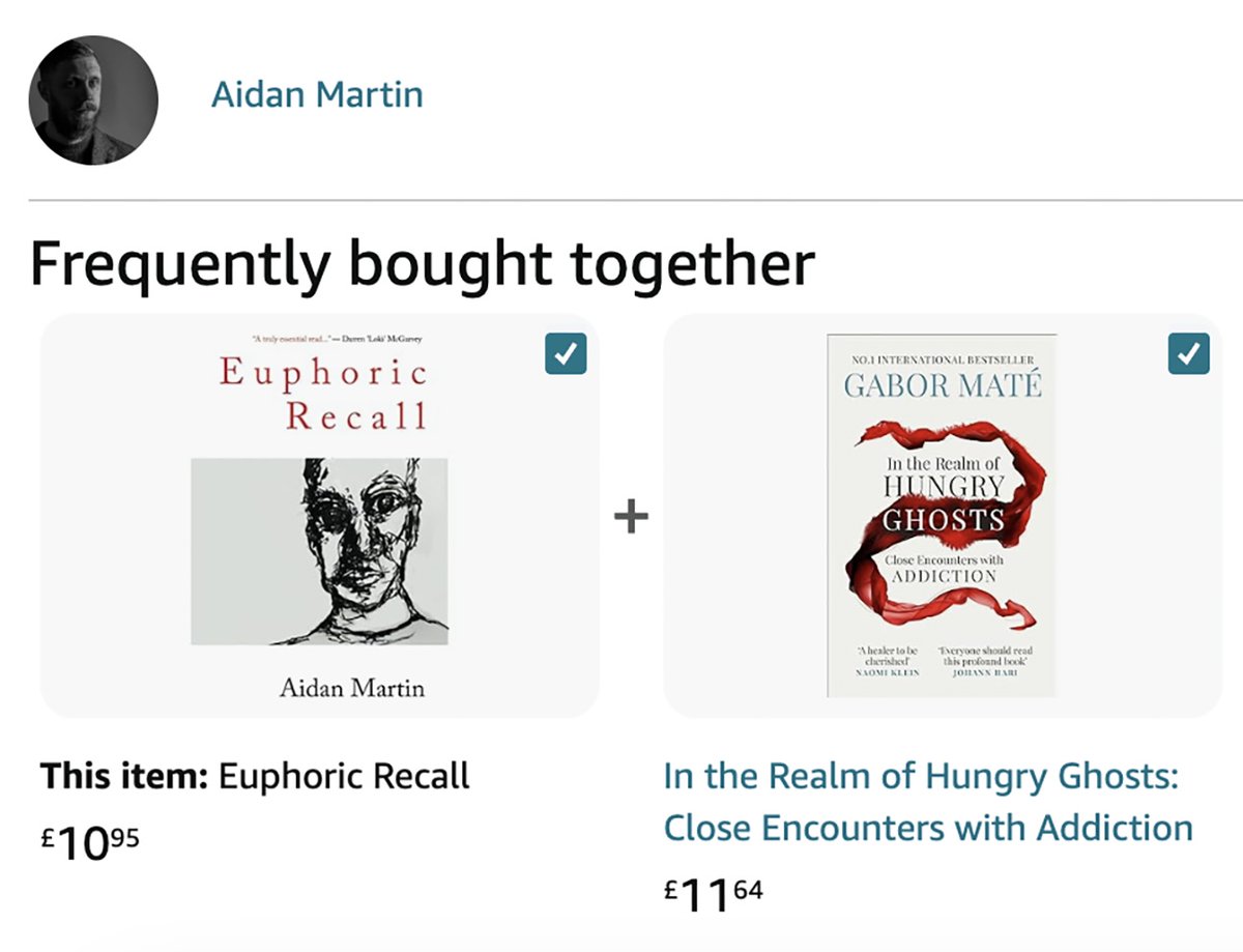 It's exciting to see that Euphoric Recall is 'frequently bought' with In the Realm of Hungry Ghosts, another outstanding recovery book! @AidanAuthor #memoir #bookrecommendation