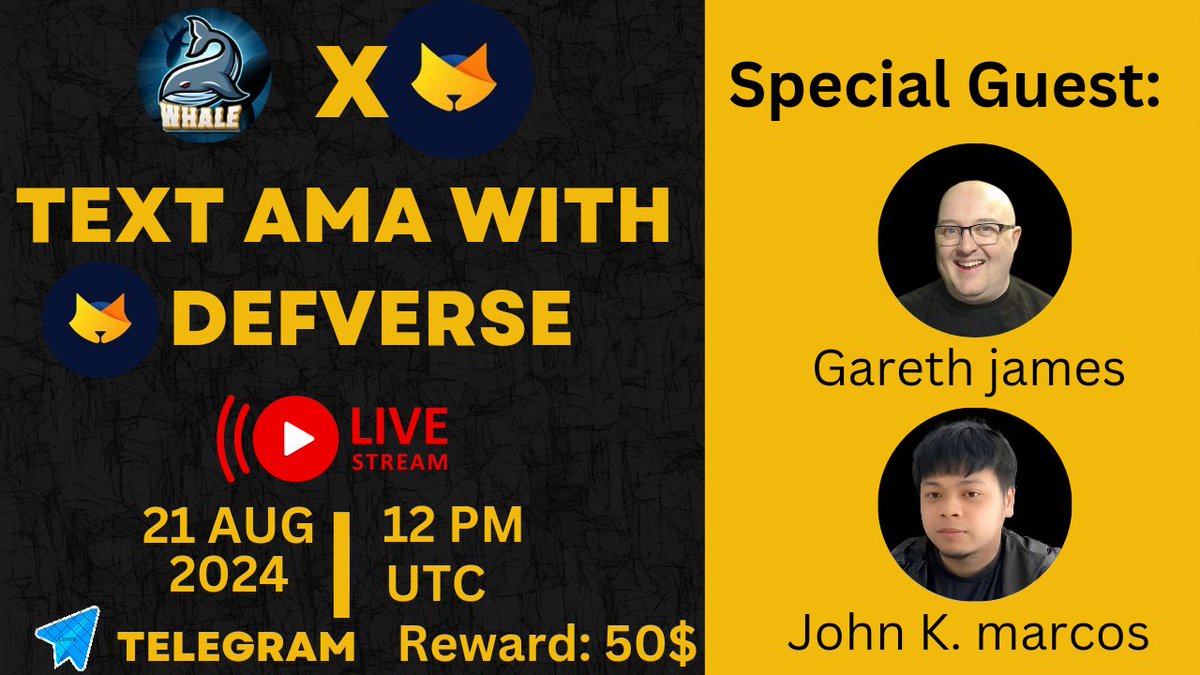 CryptoWhale1988's tweet photo. ๐๏ธJoin us for the Text AMA with #DEFVERSE
๐ฐ๏ธย 21 April 2024 at 12 PM UTC
โค๏ธโ๐ฉน Reward: 50$
๐ Venue: @Crypto_Whaleglobal
ใฝ๏ธRules:
1โฃ Follow
๐ @CryptoWhale1988
๐ย @DefVerseNFT
2โฃ Like & RT
3โฃ Comment Ques & Tag 3 Friends (Max 3) https://t.co/NDb8Or06Ln