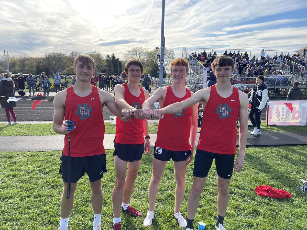 The results are in and the new school record for the Boys Distance Medley Relay is official with a time of 10:48.98, breaking the 43 year old record! Congratulations once again to Jake Amspoker, Aidan Novinsky, Erek Kendrick, and Sam Wiles! <a href="/BGHS_AD/">BGHS Bobcat Athletics</a> <a href="/BGSchools/">BG Schools</a> #bobcatproud