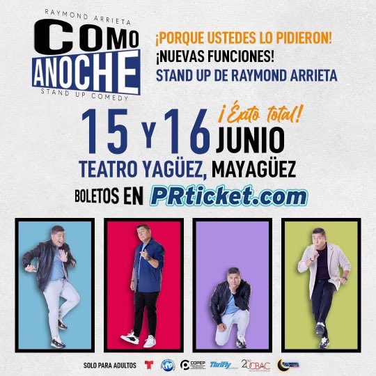 🚨Nueva Función 🚨domingo 16 de Junio teatro Yaguez @PRtickets