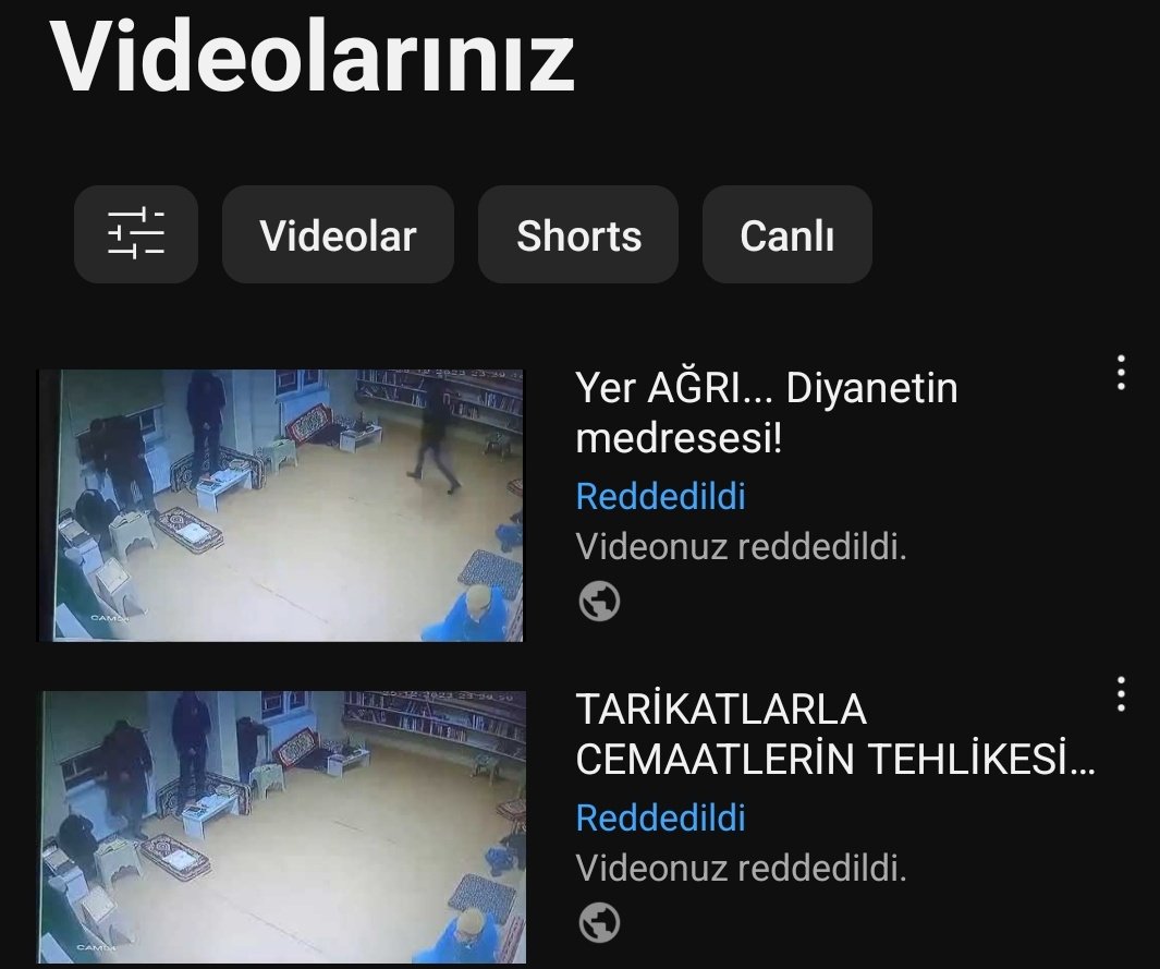 Aşağıda yayınladığım videoyu youtu.be kanalıma yükleyemiyorum. Reddedildi!