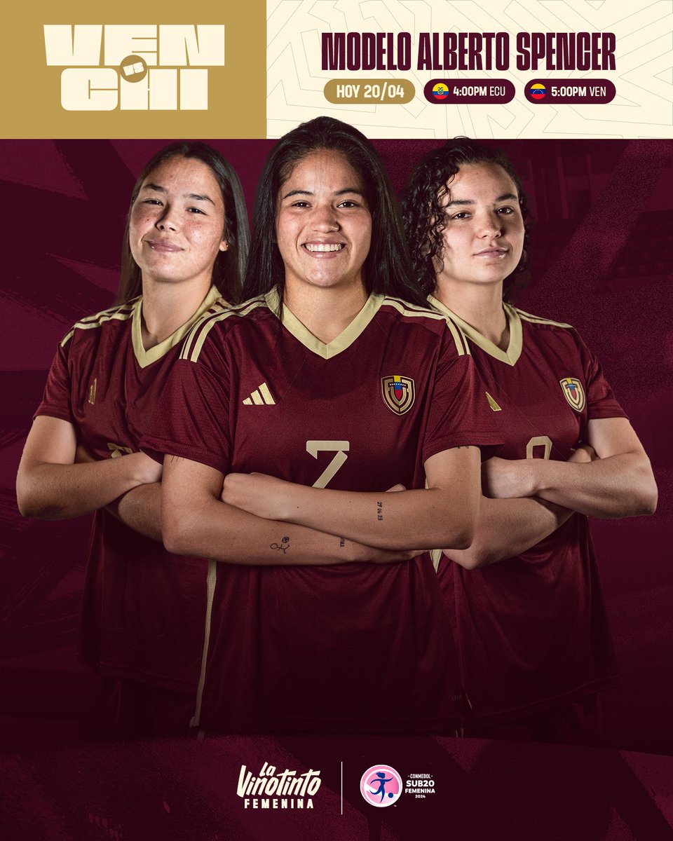 ¡El partido crucial es hoy! ⚽ Venezuela 🇻🇪 se juega la clasificación al hexagonal final del Sudamericano Sub20, al enfrentar a Chile 🇨🇱 esta tarde. 🕒 5:00 PM (VE) 🏟️ Modelo Alberto Spencer 📺 Televen / Meridiano TV 📸 @femeninofvf