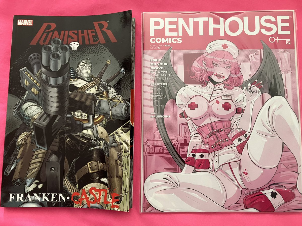 Real men only read comics that begin with the letter ‘P’. After a thorough Punishing by @Marvel Rick Remender I might need @Luana_Vecchio_ demonic medical assistance @Penthouse Always good to see @GuillemMarch art inside! Real men shop @CrunchComics 😂