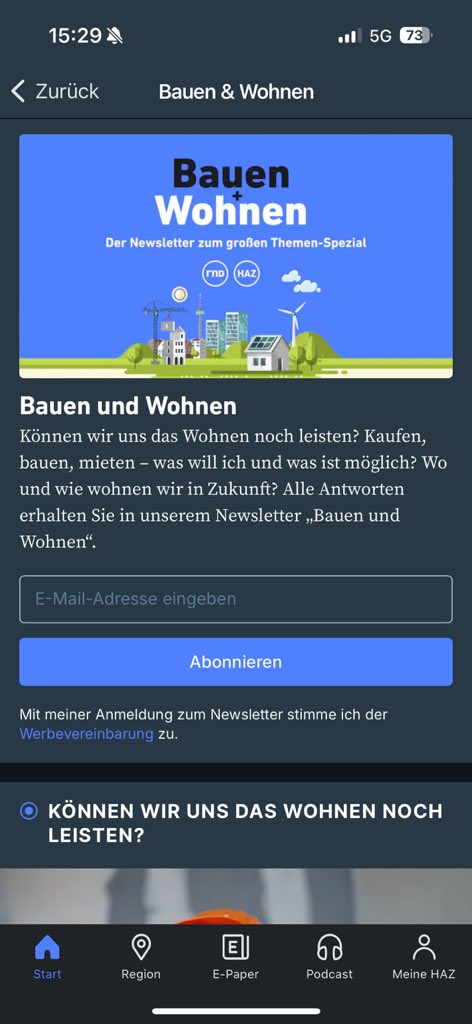 Wie entwickeln sich die Mietpreise in Hannover? Wo gibt es überhaupt noch Bauland? Diesen und anderen Fragen widmen sich <a href="/HAZ/">HAZ</a> und <a href="/RND_de/">RND</a> in den nächsten Wochen im Themen-Spezial „Bauen &amp; Wohnen“. Zum Newsletter und allen Stories geht’s 👉 haz.de/bauen-und-wohn…