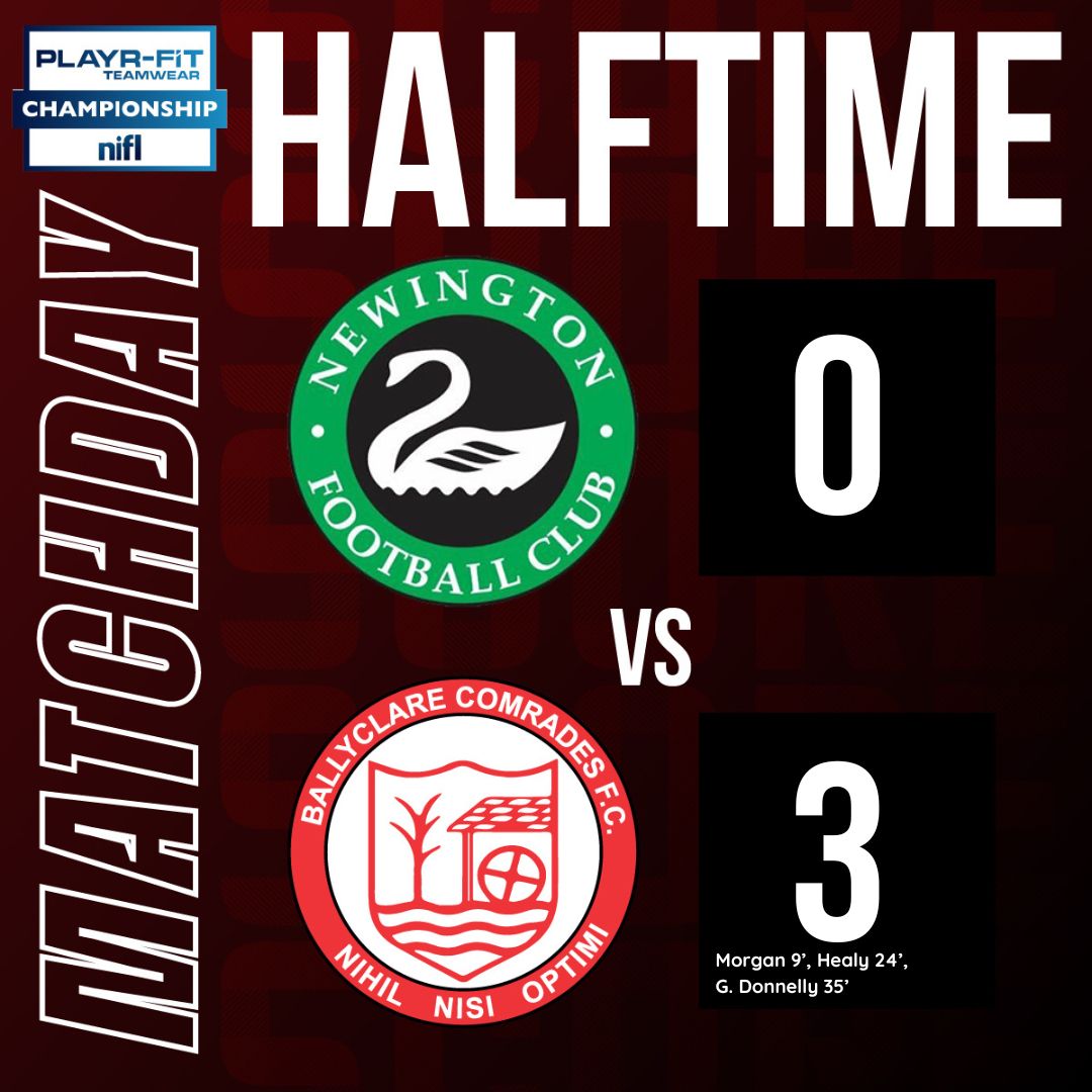 ⚽️ Halftime Score A great first half sees us 3 goals to the good, with Michael Morgan, Brian Healy and Gary Donnelly all on the scoresheet.