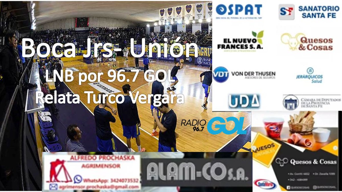 Desde las 11.15 por @radiogolsantafe iniciamos la previa con @bocabasket ante @unionsfbasquet @clubaunion por @LigaNacional Sumate!!! @entretatengues @ComunidadTate @glorioso_89 @unionentudial @caubasquet @UNIONAWAYOFLIF3 Vamos por YouTube también en youtube.com/@Turcodesantaf…