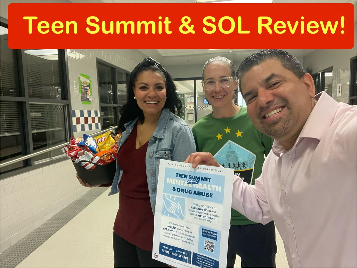 Energy packed Saturday!  Opportunities for math&amp; science SOL review ➕history PBA support 9am-12pm AND the Teen Summit on mental health &amp; drug use starting at 11am. Thank you teachers + admin for being here on a Saturday ❤️!  <a href="/JusticeHSPTSA/">Justice HS PTSA</a> @FCPSScience <a href="/MathematicsFcps/">FCPSMathematics</a>