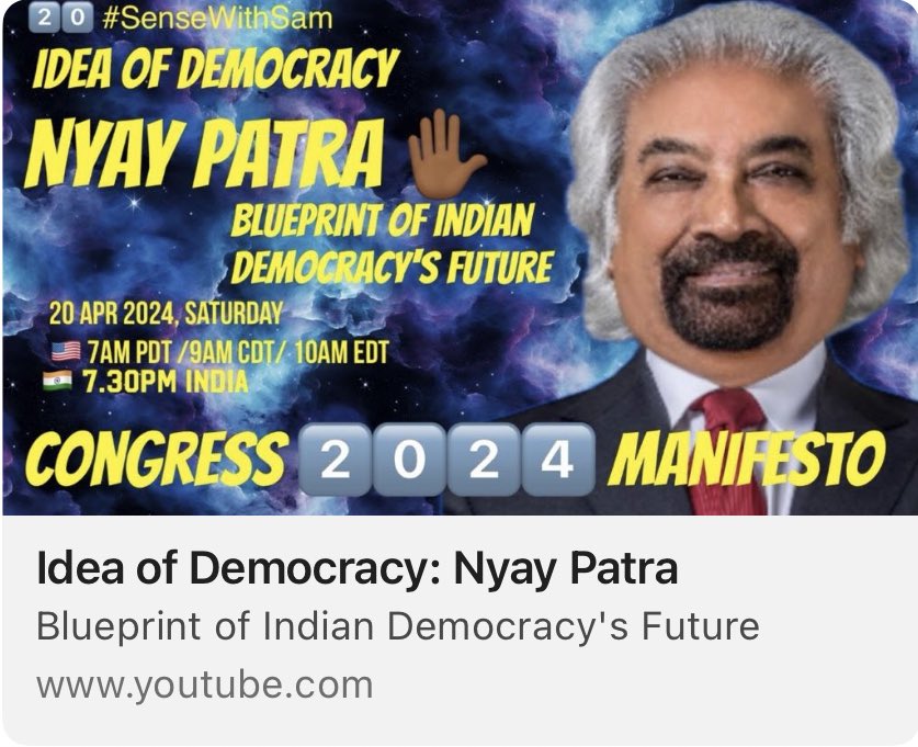 priainc's tweet photo. #SenseWithSam
Episode 20
Topic- Congress Manifesto and Elections 2024
Speaker - Mr. Sam Pitroda
X Space - https://t.co/QiBjQI2Gw1 https://t.co/1ZYS9jD0jE