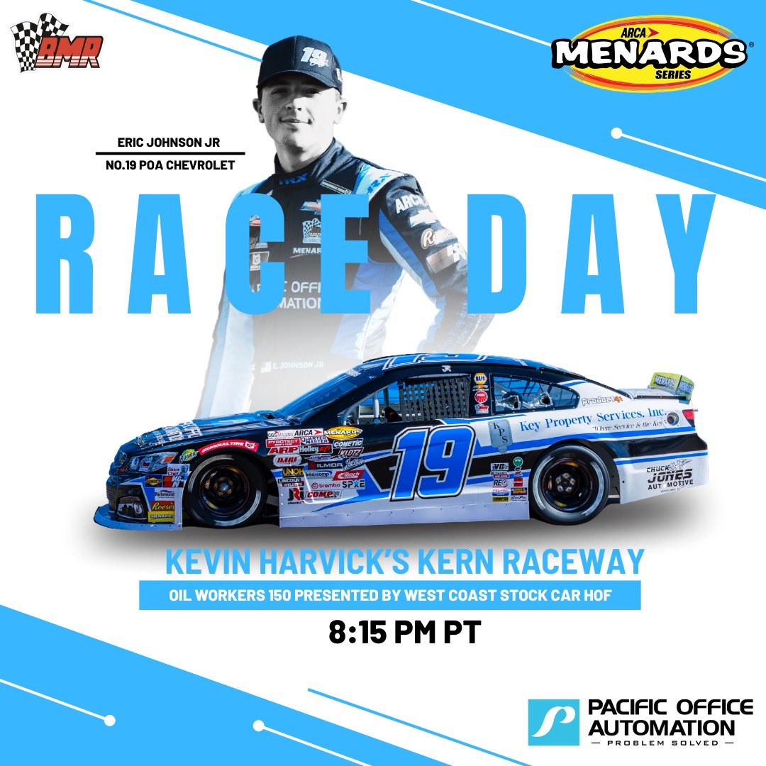 After nearly a month and a half off due to a rain out last race, we’re finally going back racing tonight for the second race of the ARCA West Series season. 🙌 You can tune in LIVE on @FloRacing if you’d like to cheer on our No.19 Chevrolet!🎥 @BMR_NASCAR #NASCAR | #WhyNotUs