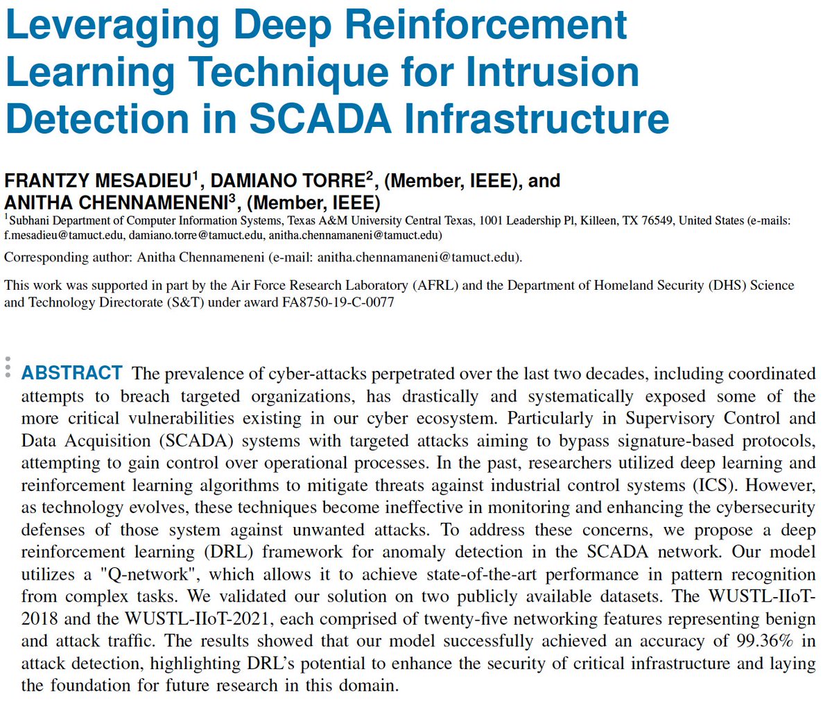 Damiano Torre (@dacotorre) on Twitter photo Huge congratulations to my friend <a href="/MesadieuFrantzy/">Mesadieu, Frantzy</a> on publishing his first paper as lead author in <a href="/IEEEAccess/">IEEE Access</a>, with Anitha Chennamaneni and myself! Work conducted at <a href="/TAMUCT/">A&M-Central Texas</a> with support from <a href="/AFResearchLab/">Air Force Research Lab - AFRL</a> & <a href="/dhsscitech/">DHS S&T</a>🚀 #AI #Cybersecurity Preprint: ieeexplore.ieee.org/document/10504… Huge congratulations to my friend <a href="/MesadieuFrantzy/">Mesadieu, Frantzy</a> on publishing his first paper as lead author in <a href="/IEEEAccess/">IEEE Access</a>, with Anitha Chennamaneni and myself! Work conducted at <a href="/TAMUCT/">A&M-Central Texas</a> with support from <a href="/AFResearchLab/">Air Force Research Lab - AFRL</a> & <a href="/dhsscitech/">DHS S&T</a>🚀 #AI #Cybersecurity Preprint: ieeexplore.ieee.org/document/10504…