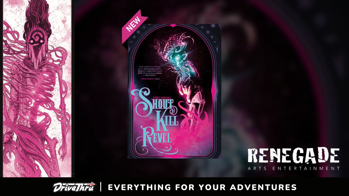 Shout Kill Revel by Jarret Hartnell is available now from @RenegadeArtsEnt Get it here: tinyurl.com/29ee94r2 The Undrowned Order rules the land. Their horrific plans dance to the whims of ancient cosmic entities. #comics #comicbooks #lovecraft