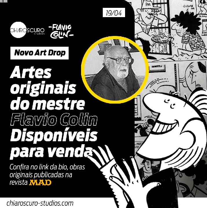 Novas Artes Originais do Flavio Colin disponíveis! A família de Flavio Colin disponibilizou alguns originais do mestre, publicados na revista MAD, para atender aos colecionadores ávidos por mais materiais do artista. Acesse: chiaroscuro-studios.com/product-catego…