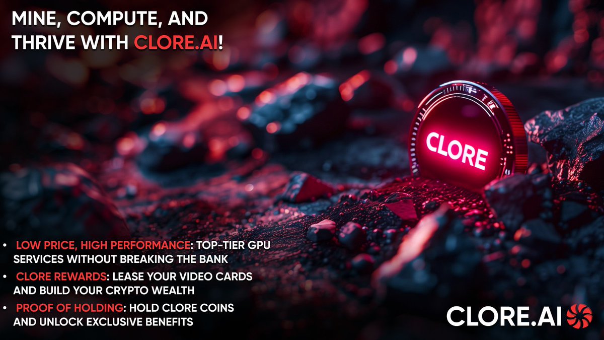 At $CLORE, we've got you covered. - Low Price, High Performance: Top-tier GPU services without breaking the bank. - Earn $clore Rewards: Lease your video cards and build your crypto wealth. - Proof of Holding: Hold Clore coins and unlock exclusive benefits! 🚀 Mine,…