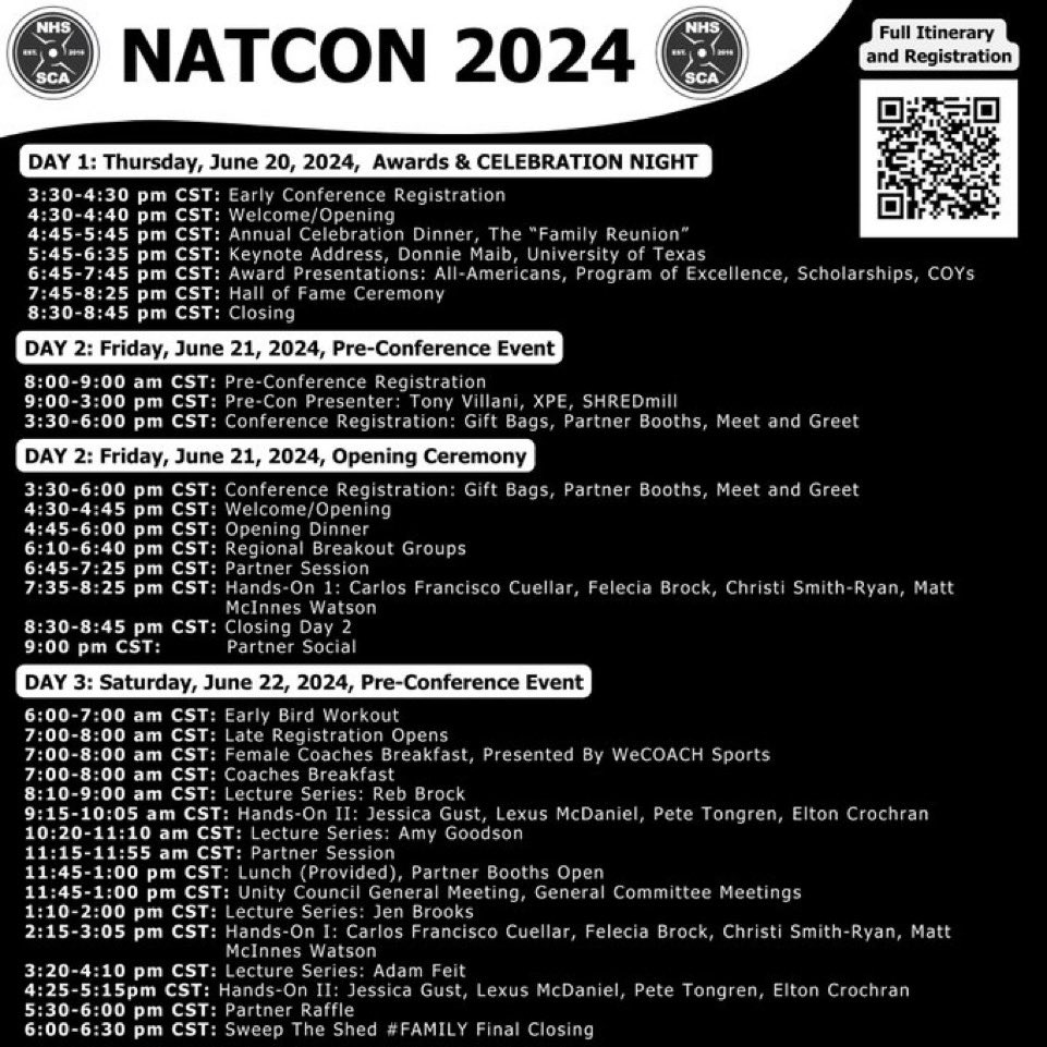 Are you a HS/MS Strength Coach? Sports Coach? Administrator? You NEED to be here this summer! 🏋️‍♀️ Don't miss out on the early bird pricing for the @NHSSCA #NATCON2024! 📆 June 20-22 📍 Rock Hill HS, Frisco, TX If you’re a @THSCAcoaches member, let’s connect! DMs are open.