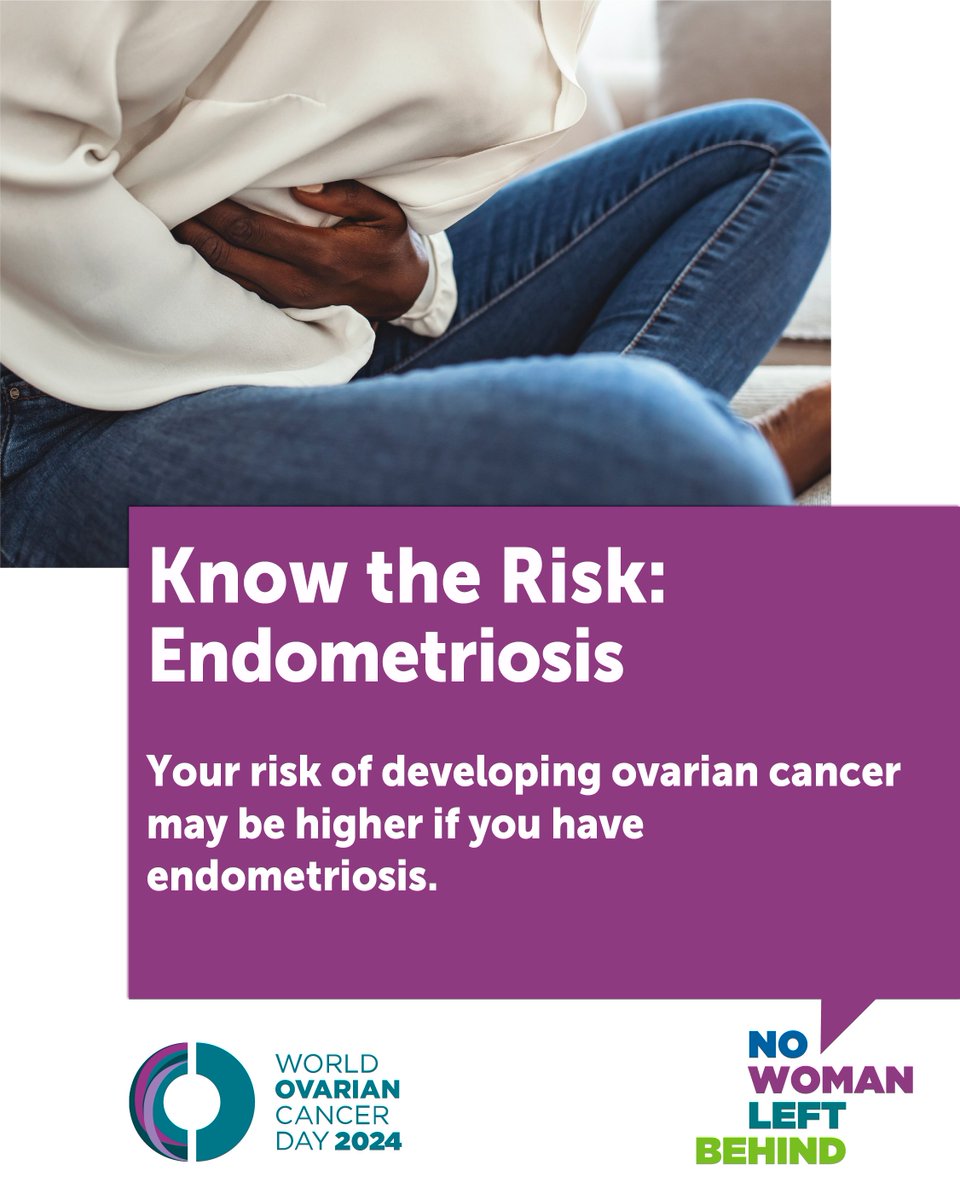While the increased risk is small, there is still is a slighter higher risk of developing #ovariancancer if you have #endometriosis. If you are concerned about your individual risk, consult with your health care professional. #NoWomanLeftBehind. #WorldOvarianCancerDay
