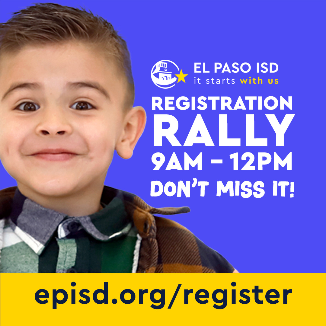 HAPPENING TODAY! You're invited to join us this Saturday for our Registration Rally! ✅ All El Paso ISD campuses will be open from 9 a.m. to noon Saturday, April 20, to guide you through the registration process. Learn more ➡️ episd.org/register #ItStartsWithUs
